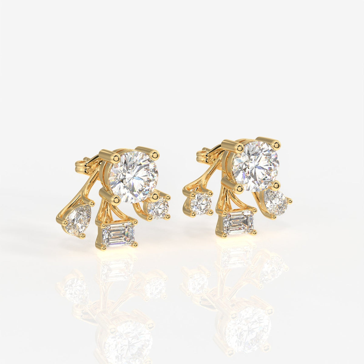 Radiant Star Moissanite Stud Sterling Silver Earrings