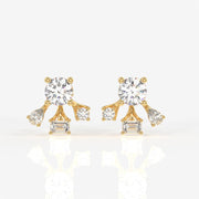 Radiant Star Moissanite Stud Sterling Silver Earrings