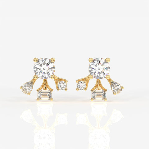 Radiant Star Moissanite Stud Sterling Silver Earrings