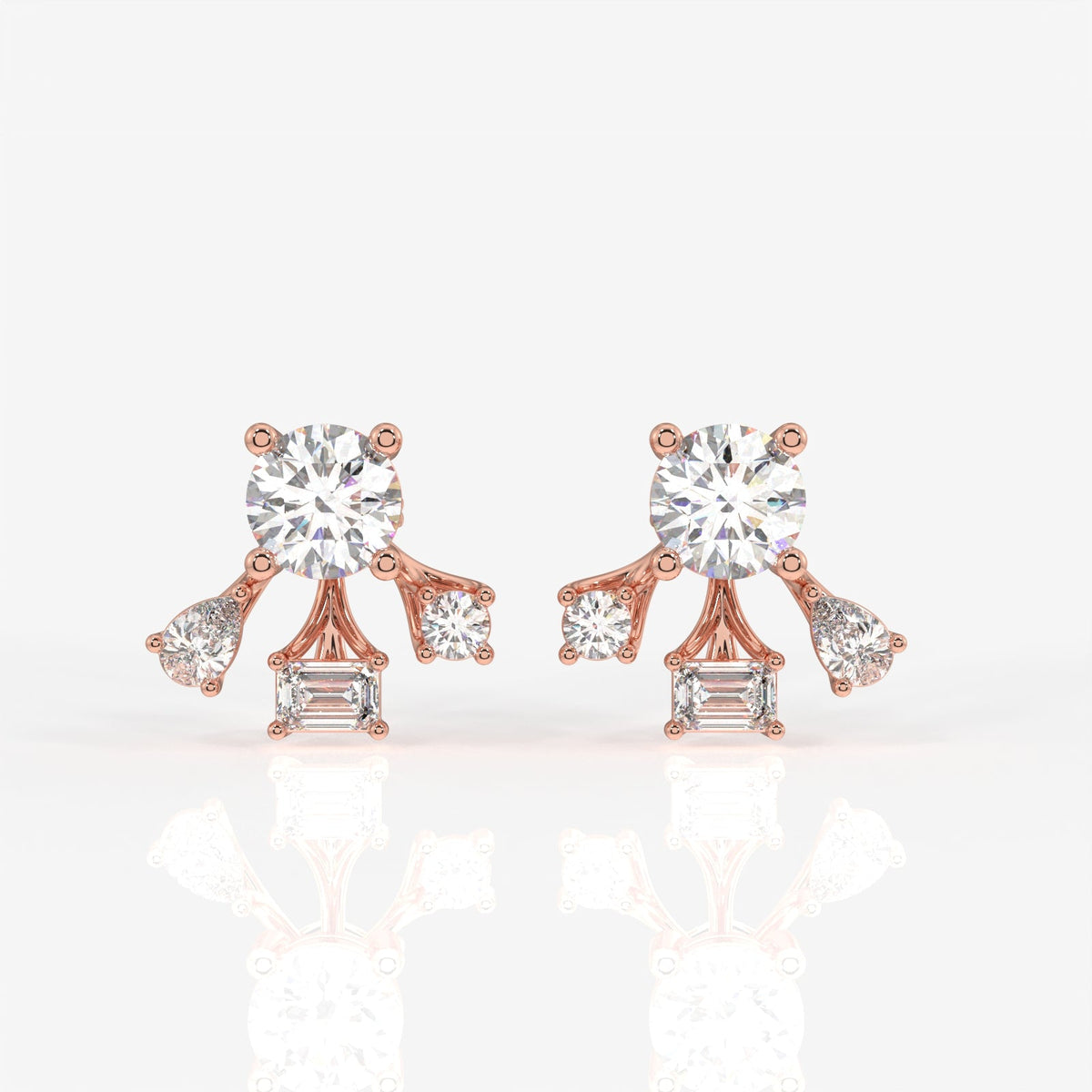 Radiant Star Moissanite Stud Sterling Silver Earrings