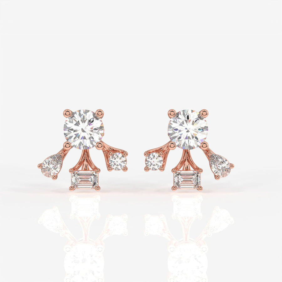 Radiant Star Moissanite Stud Sterling Silver Earrings