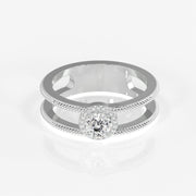 Regal Crown Portuguese Cut Moissanite Diamond Men's Sterling Silver Ring