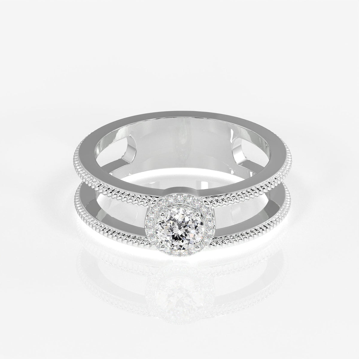 Regal Crown Portuguese Cut Moissanite Diamond Men's Sterling Silver Ring