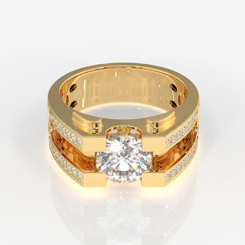 Moissanite Diamond, Albert Men's Sterling Silver Ring