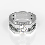 Moissanite Diamond, Albert Men's Sterling Silver Ring