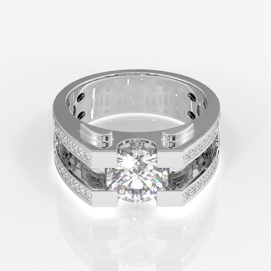 Moissanite Diamond, Albert Men's Sterling Silver Ring