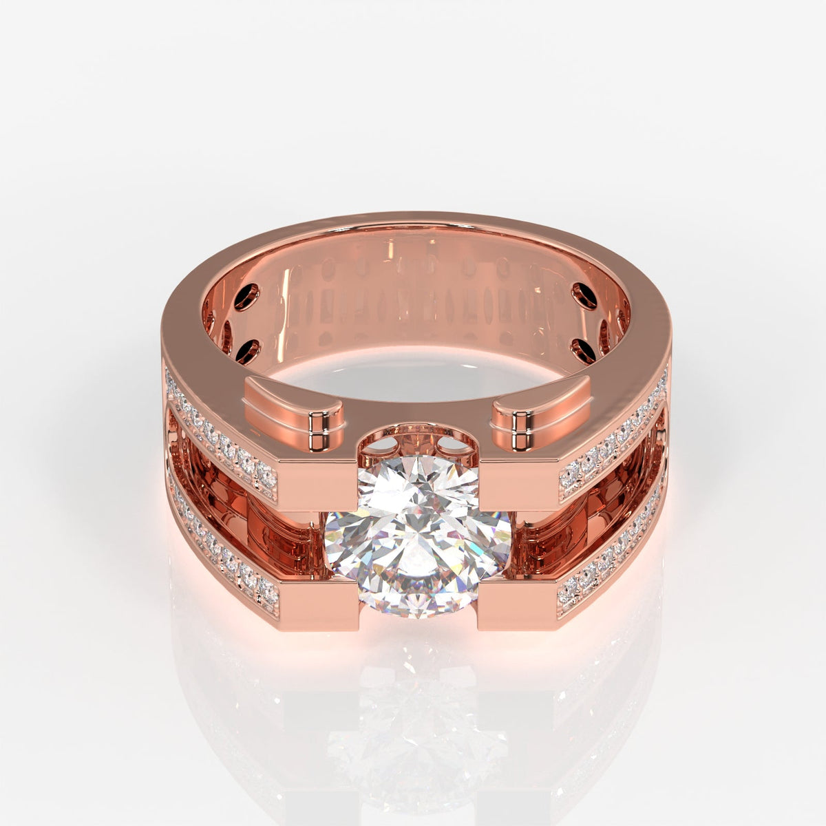 Moissanite Diamond, Albert Men's Sterling Silver Ring