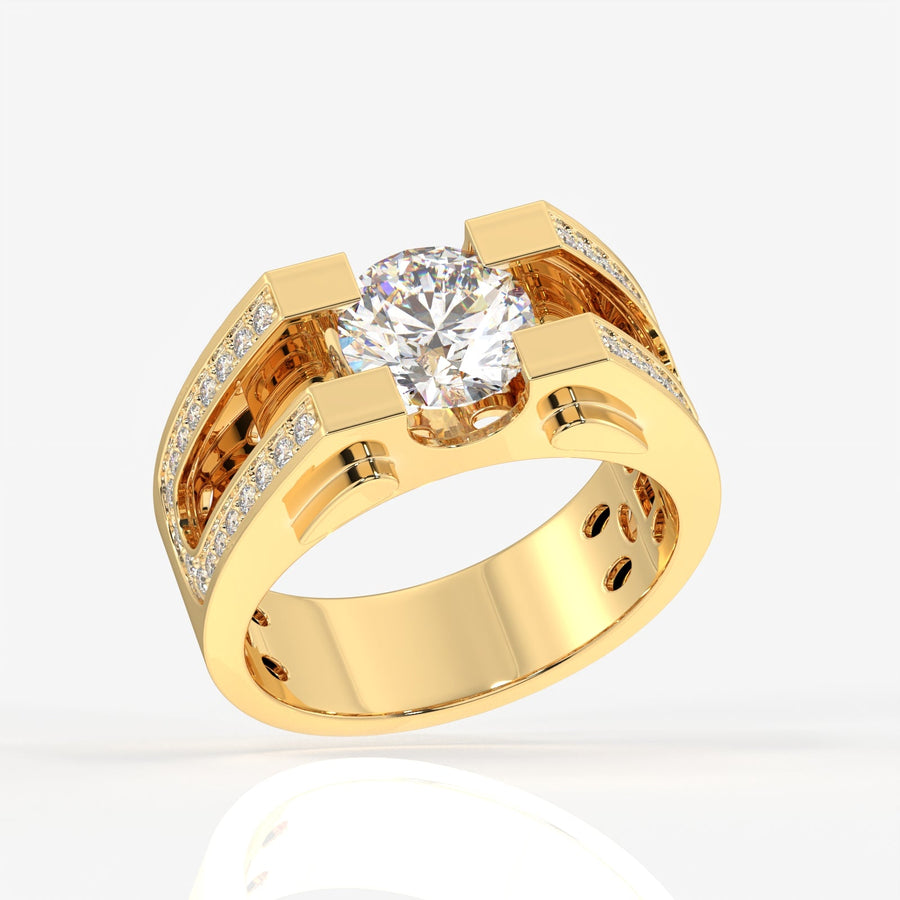 Moissanite Diamond, Albert Men's Sterling Silver Ring