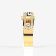 Portuguese Cut Moissanite Diamond, Albert Men's Sterling Silver Ring