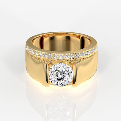 Portuguese Cut Moissanite Diamond, Matt Men's Sterling Silver Ring