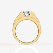 Portuguese Cut Moissanite Diamond, Matt Men's Sterling Silver Ring