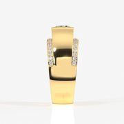 Portuguese Cut Moissanite Diamond, Matt Men's Sterling Silver Ring