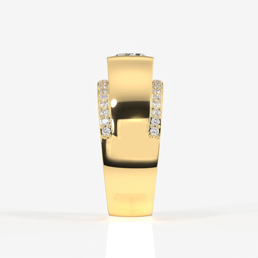 Portuguese Cut Moissanite Diamond, Matt Men's Sterling Silver Ring