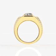 Portuguese Cut Moissanite Diamond, Full Star Men's Sterling Silver Ring