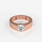 Portuguese Cut Moissanite Diamond, Simple Classic Men's Sterling Silver Ring