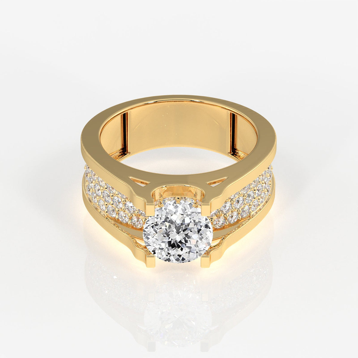 Portuguese Cut Moissanite Diamond, Bruce Men's Sterling Silver Ring