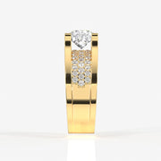 Portuguese Cut Moissanite Diamond, Bruce Men's Sterling Silver Ring