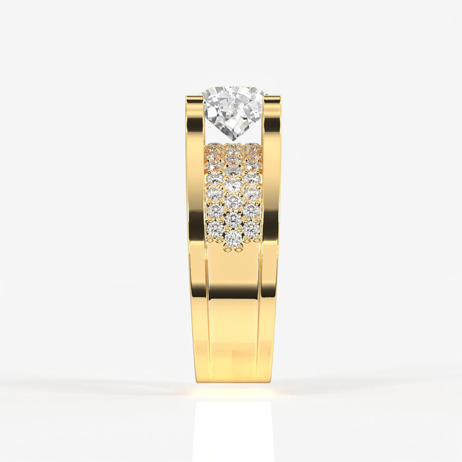 Portuguese Cut Moissanite Diamond, Bruce Men's Sterling Silver Ring
