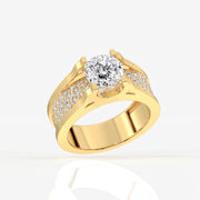 Portuguese Cut Moissanite Diamond, Bruce Men's Sterling Silver Ring