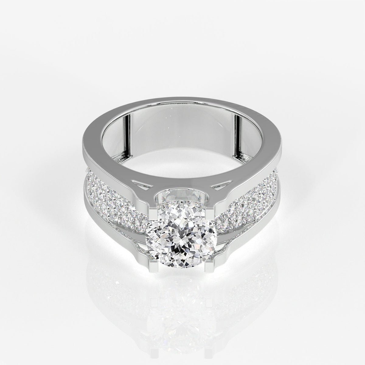 Portuguese Cut Moissanite Diamond, Bruce Men's Sterling Silver Ring