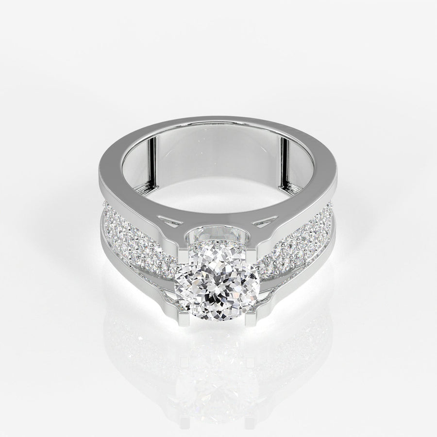 Portuguese Cut Moissanite Diamond, Bruce Men's Sterling Silver Ring