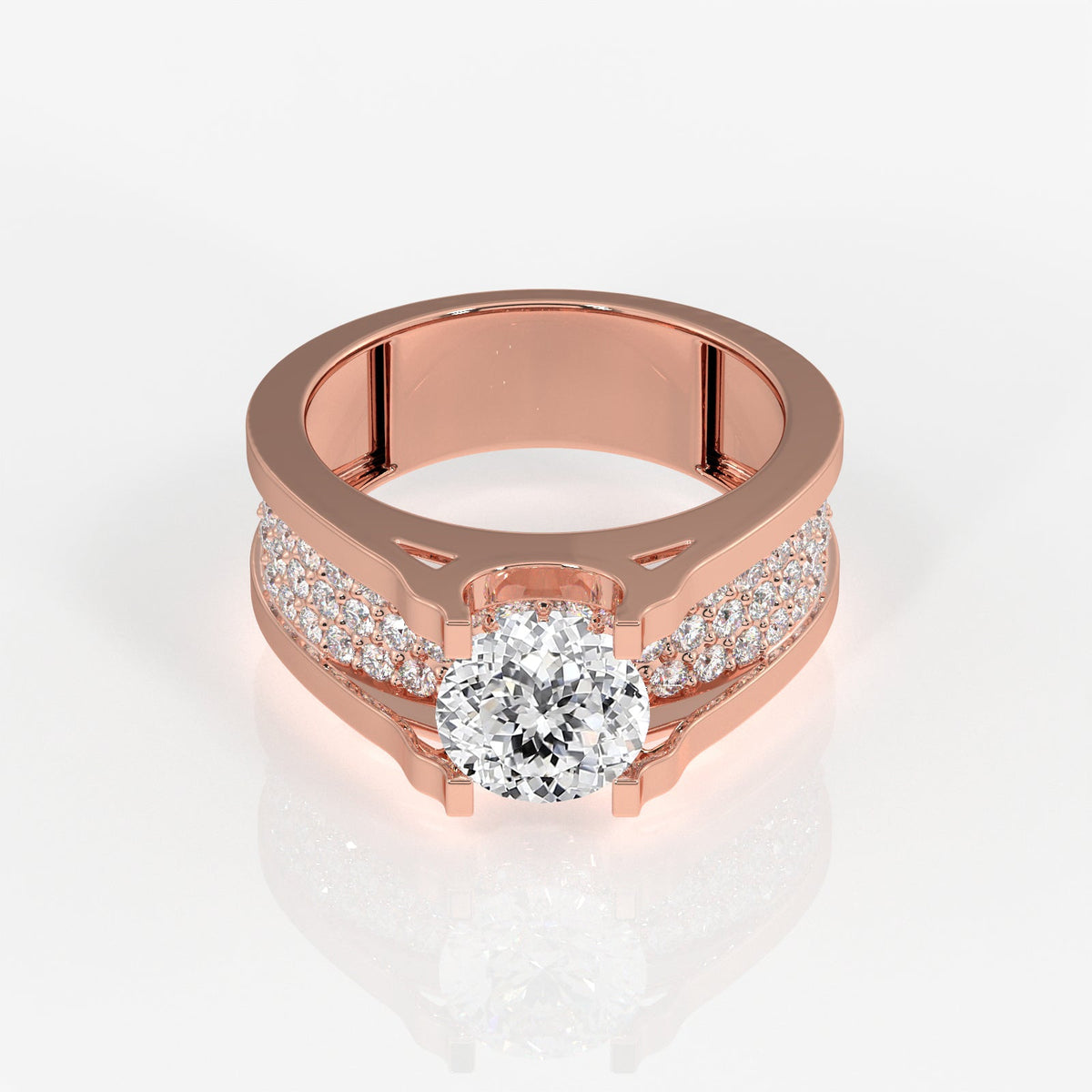 Portuguese Cut Moissanite Diamond, Bruce Men's Sterling Silver Ring