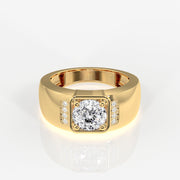 Portuguese Cut Moissanite Diamond, Luther Men's Sterling Silver Ring