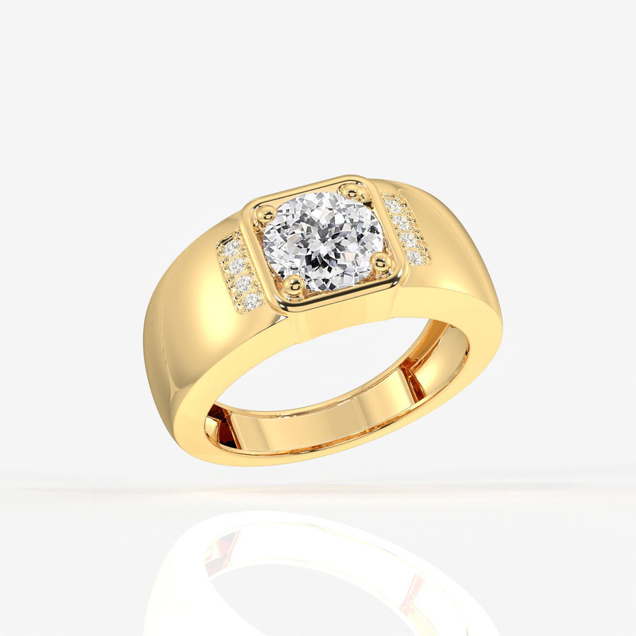 Portuguese Cut Moissanite Diamond, Luther Men's Sterling Silver Ring
