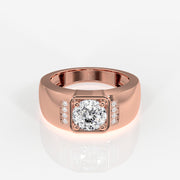 Portuguese Cut Moissanite Diamond, Luther Men's Sterling Silver Ring