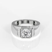 Portuguese Cut Moissanite Diamond, Luther Men's Sterling Silver Ring