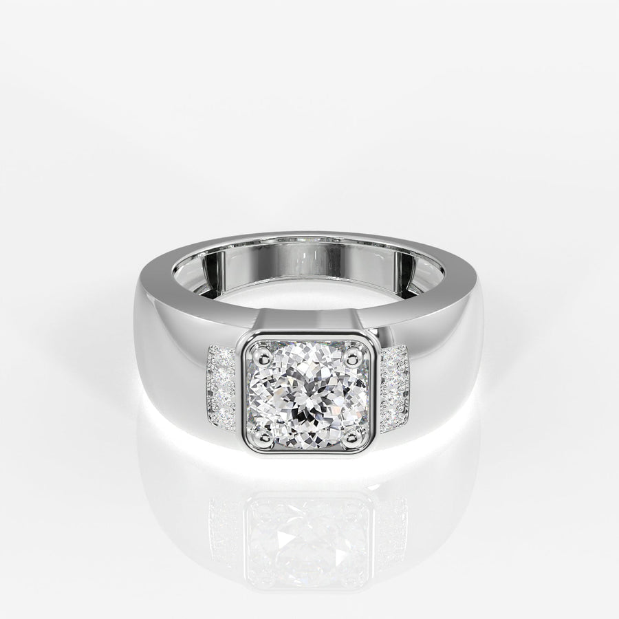 Portuguese Cut Moissanite Diamond, Luther Men's Sterling Silver Ring