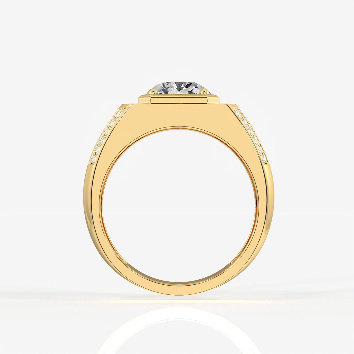Portuguese Cut Moissanite Diamond, Men' s Unique Engagement Sterling Silver Ring