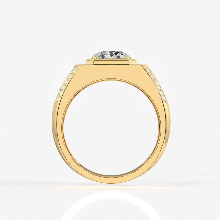Portuguese Cut Moissanite Diamond, Men' s Unique Engagement Sterling Silver Ring
