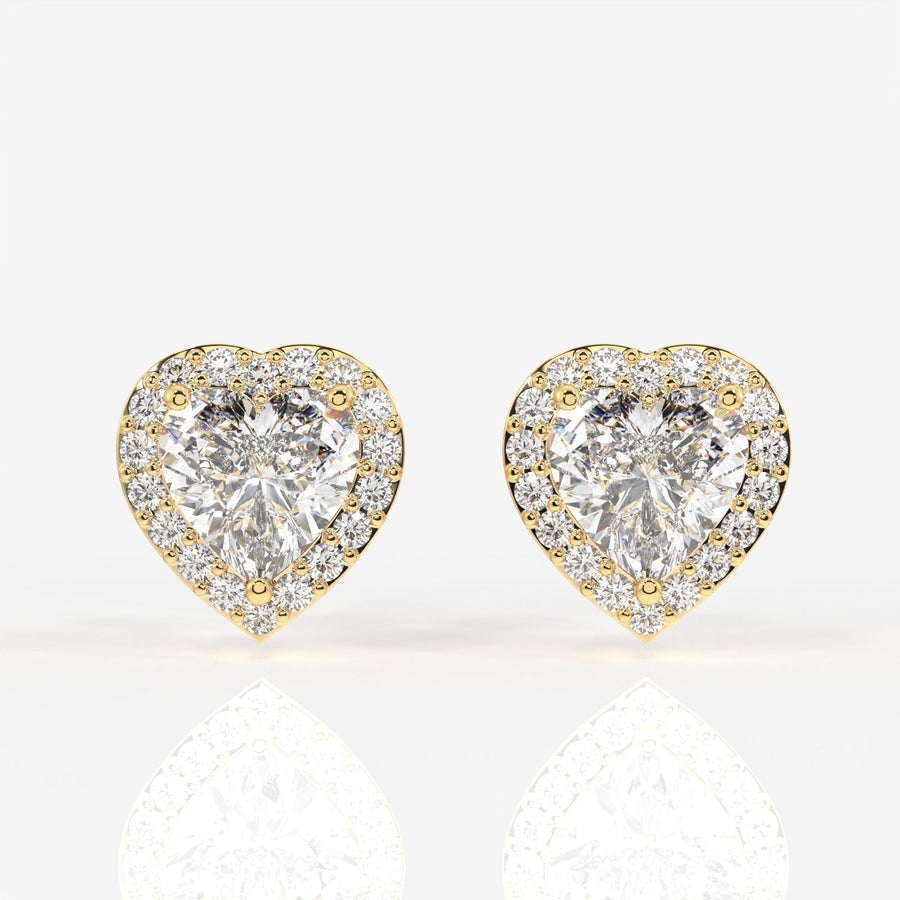 Halo Heart Cut Moissanite Diamond Stud Sterling Silver Earrings