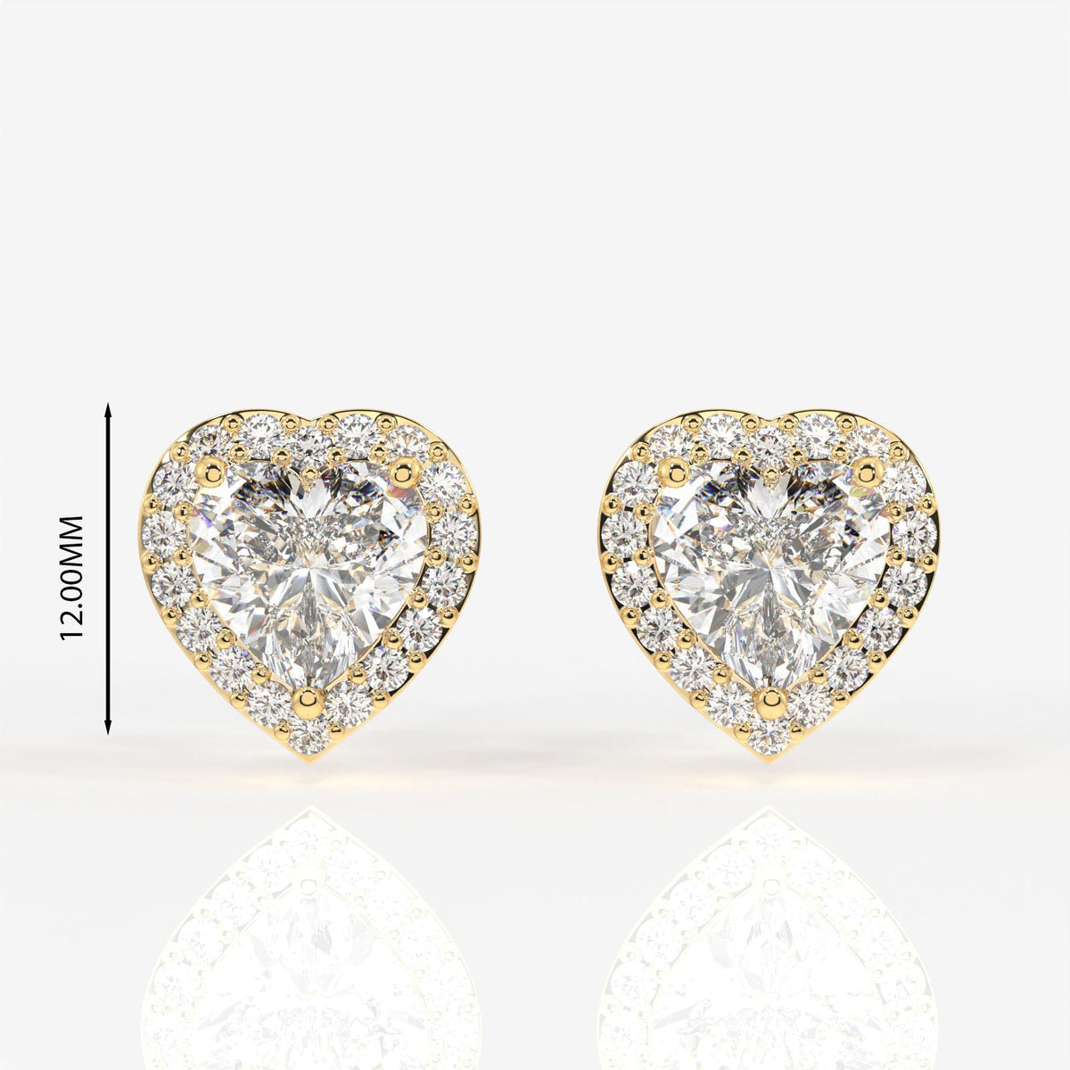 Halo Heart Cut Moissanite Diamond Stud Sterling Silver Earrings