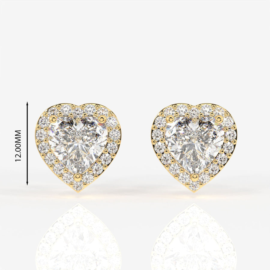 Halo Heart Cut Moissanite Diamond Stud Sterling Silver Earrings