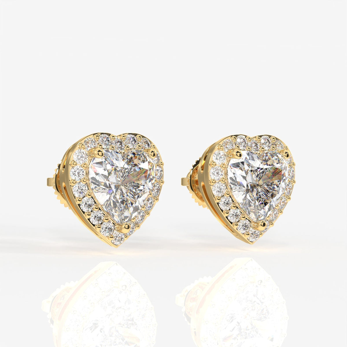 Halo Heart Cut Moissanite Diamond Stud Sterling Silver Earrings
