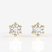 Round Cut Moissanite Diamond Six Prong Stud Sterling Silver Earrings