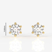 Round Cut Moissanite Diamond Six Prong Stud Sterling Silver Earrings