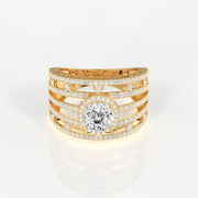 Portuguese Cut Moissanite Diamond Cocktail Sterling Silver Ring
