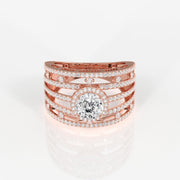 Portuguese Cut Moissanite Diamond Cocktail Sterling Silver Ring