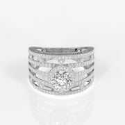Round Cut Moissanite Diamond Cocktail Sterling Silver Ring