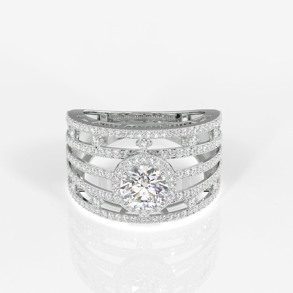 Round Cut Moissanite Diamond Cocktail Sterling Silver Ring
