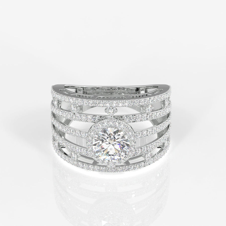Round Cut Moissanite Diamond Cocktail Sterling Silver Ring