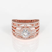 Round Cut Moissanite Diamond Cocktail Sterling Silver Ring