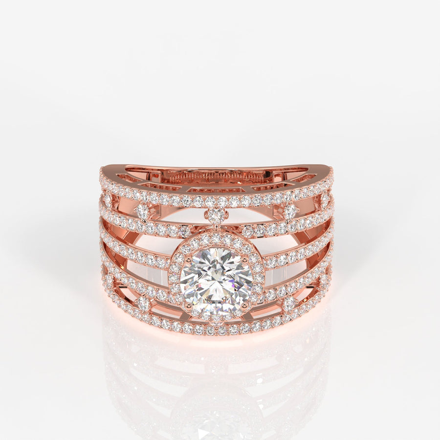 Round Cut Moissanite Diamond Cocktail Sterling Silver Ring