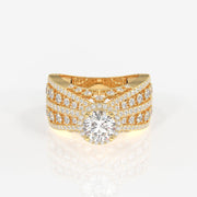 Women's Round Cut Moissanite Diamond Cocktail Sterling Silver Ring