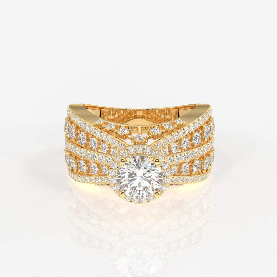 Women's Round Cut Moissanite Diamond Cocktail Sterling Silver Ring