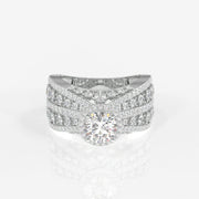 Women's Round Cut Moissanite Diamond Cocktail Sterling Silver Ring