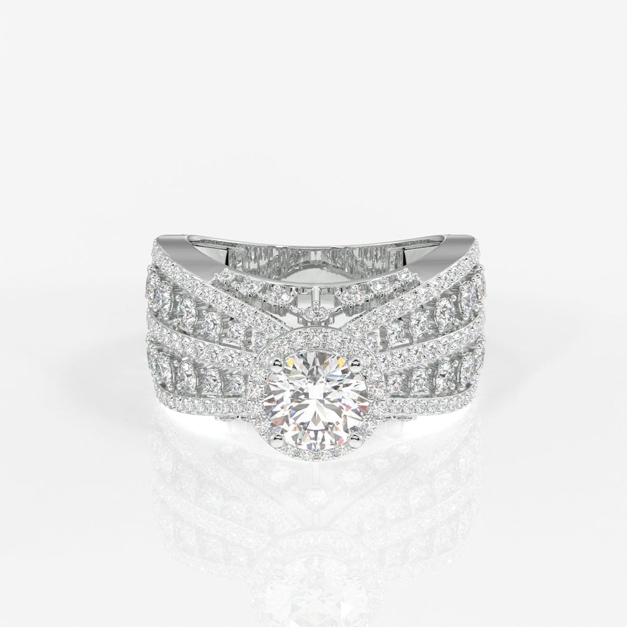 Women's Round Cut Moissanite Diamond Cocktail Sterling Silver Ring